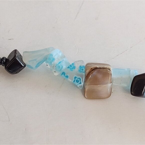 Millefiori Y Drop Glass Pendant Necklace Millefiori Glass Chips Stones Turquoise - Picture 8 of 10